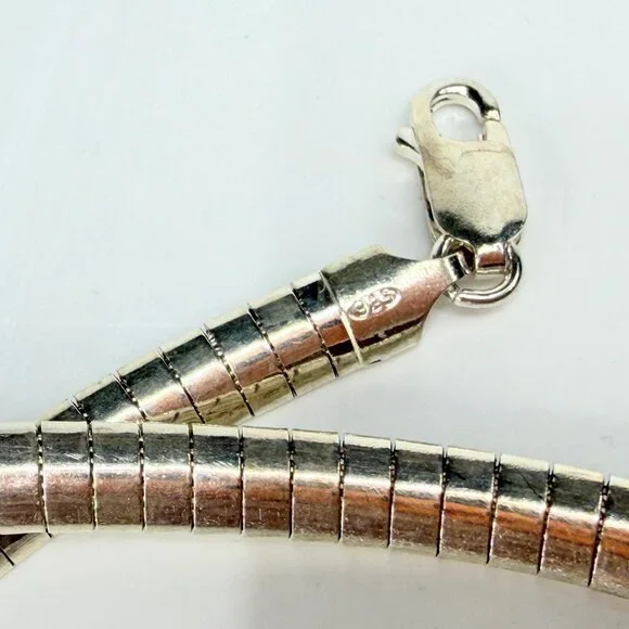 Italian H925 Sterling Silver Omega Necklace 16 Inch 5.5mm 26.4g JR1276
